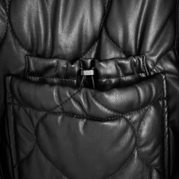 Zara black faux leather quilted jacket - Picture 3 of 4